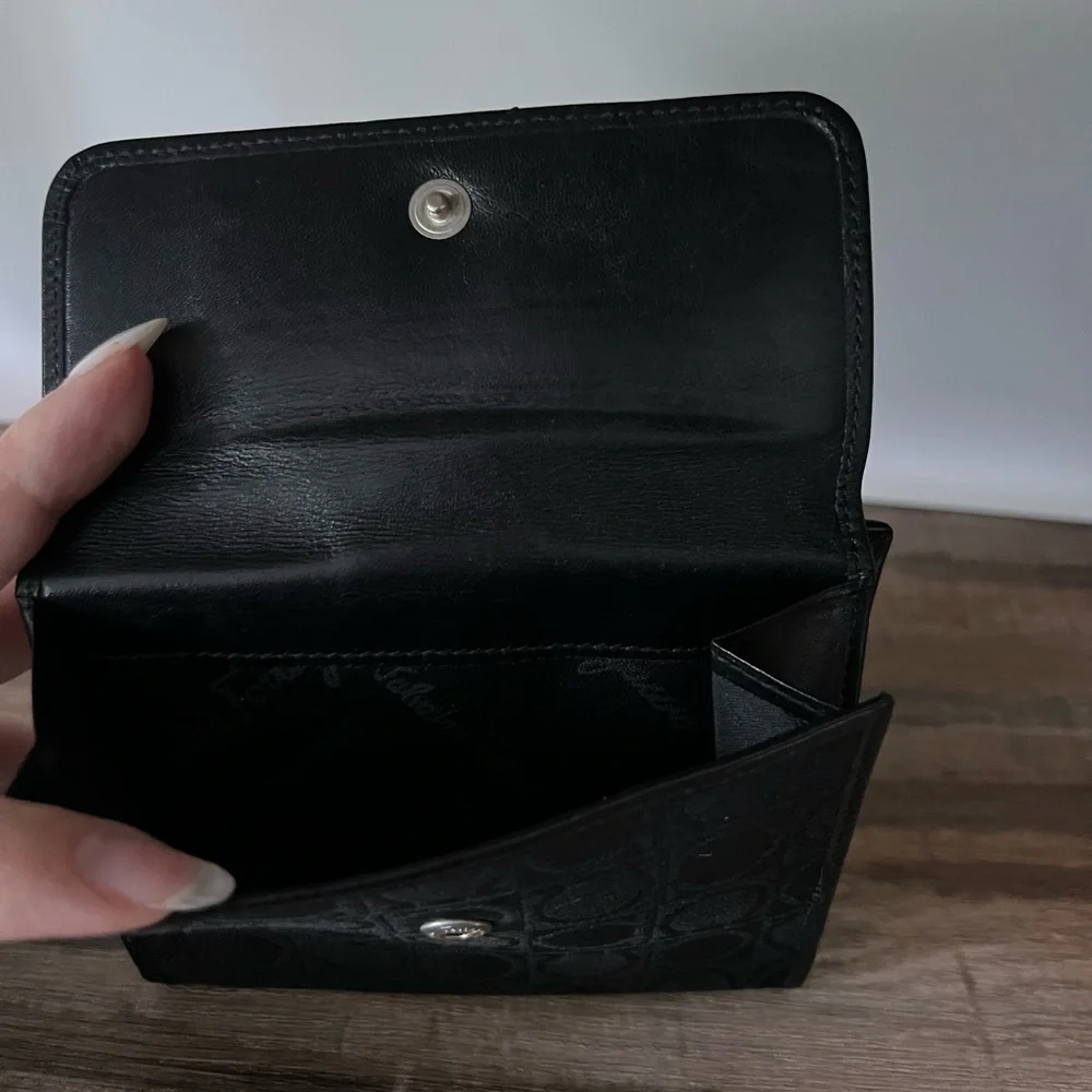 Salvatore Ferragamo Black Textured Wallet